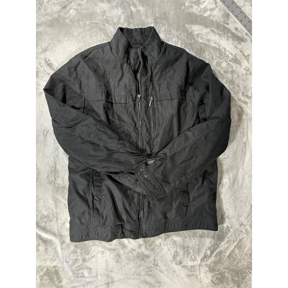 Le Corbusier Mens Black Lightweight Full Zip Mock Neck Jacket Size 2EG